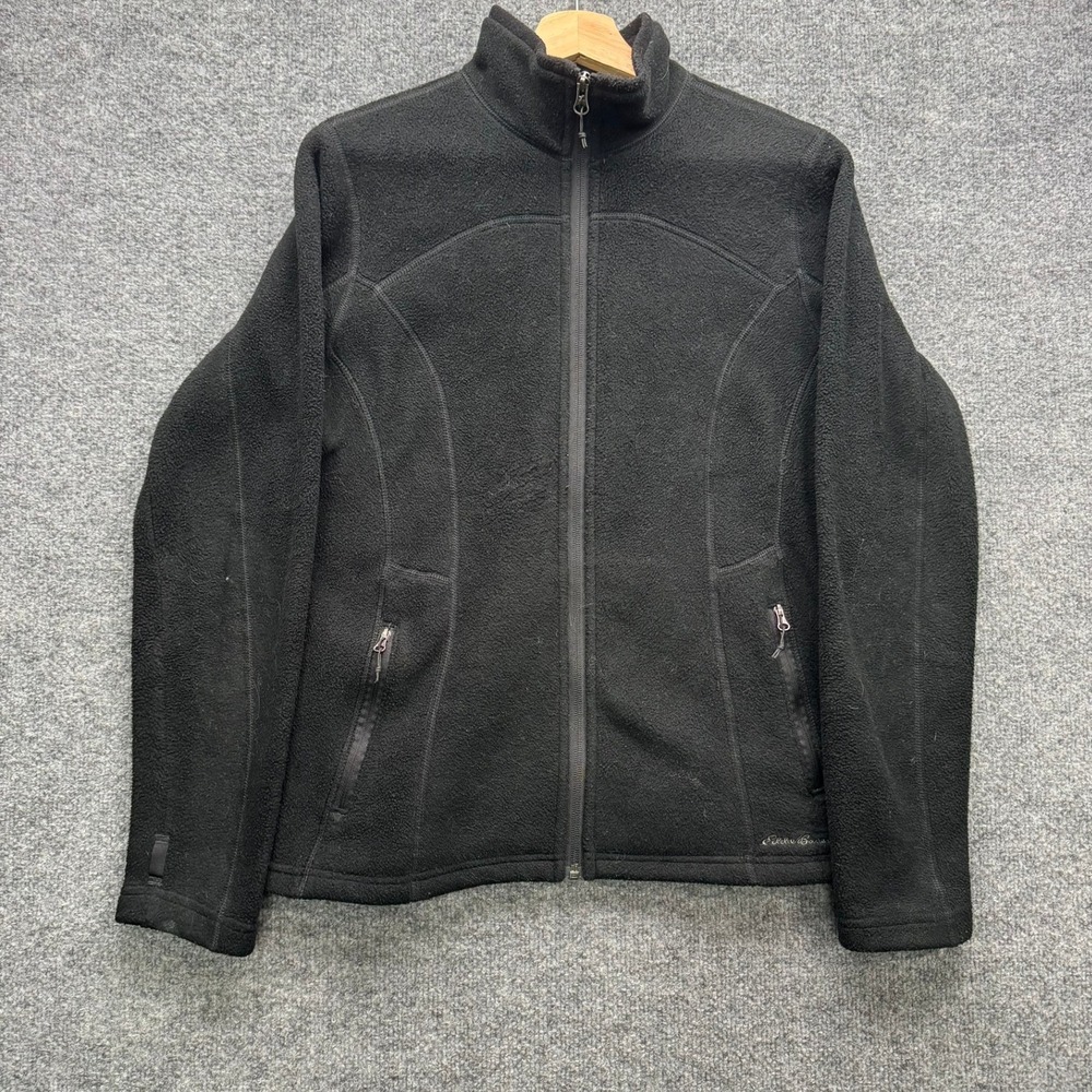Eddie Bauer Fleece Jacket Women's Size M Black Full Zip Warm Outdoor Layer
